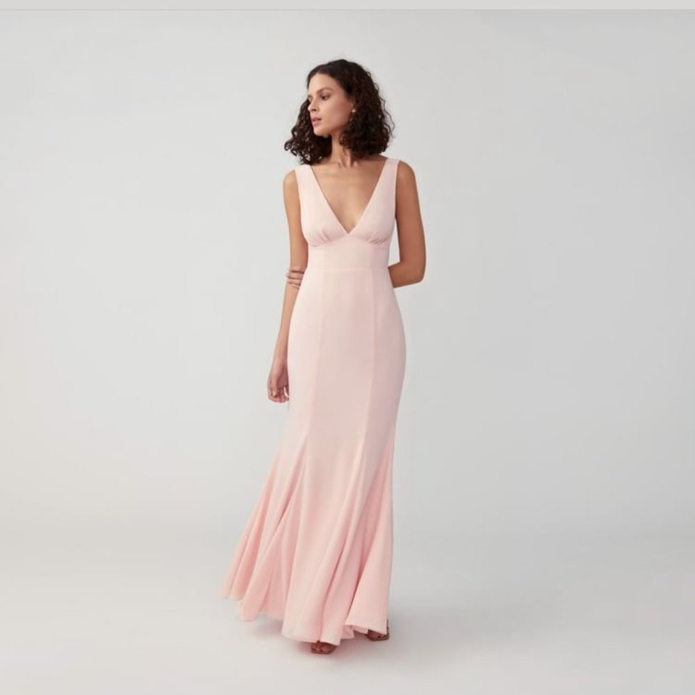 Fame And Partners Tie Back Cut Ot Dress - Pale Pink Size 6